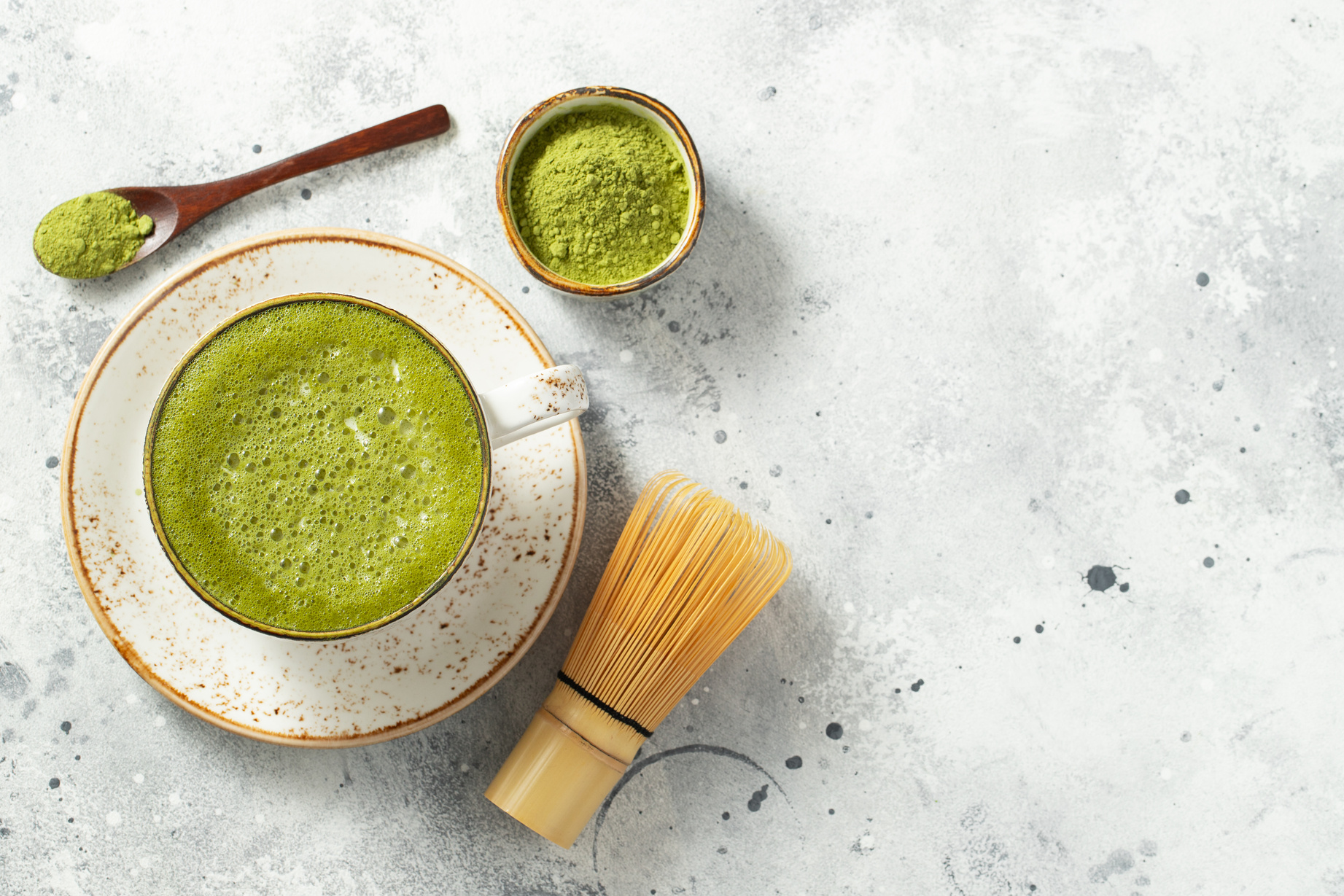 Matcha Green Tea Latte in a Cup